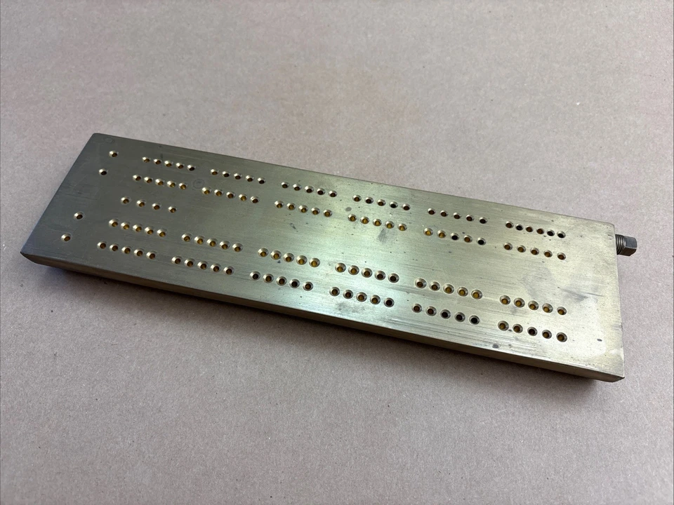 Vintage Large Solid Brass & Rubber Cribbage Board, Over 4lbs Heavy, 11 Inches - Image 1 of 4