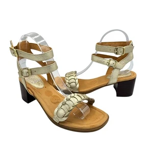 Sperry Top Sider 7M Gold Cup Vivian Mora Platinum Gold Leather Heeled Sandals - Picture 1 of 10