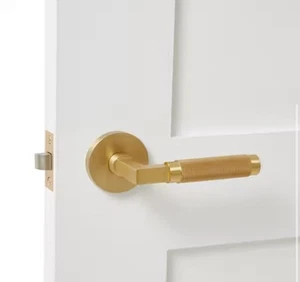 EXPLORE HARDWARE St. Tropez Solid Brass Satin Gold Privacy Bed/Bath Door Handle - Picture 1 of 7