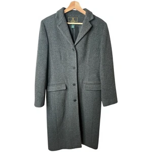 Vntg Lauren Ralph Lauren Black Label Grey Long Wool Cashmere Coat Women's Sz S - Picture 1 of 8