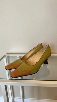 Loriblu Tacones Cuero Lujo Vintage Avant Garde Hecho en Italia Verde Talla 40 Foto 1 de 4