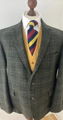 M&S Luxury Moon Tweed Green Check Mens Country Walking Hacking Size 42L - Image 1 of 4