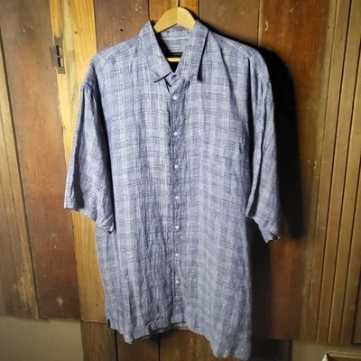 JOS A BANK Men's 100% Linen Blue Striped Button Up Shirt Size 2XLT - Image 1 of 4