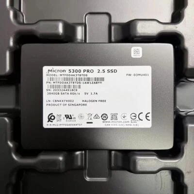 Micron 5300 PRO 3.84TB SSD SATA3 6G 2.5" MTFDDAK3T8TDS-1AW1ZABLA 8410TBW/1.2DWPD - Image 1 of 3
