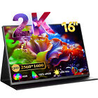 16" Portable Monitor 2K 2560X1600 Gaming Monitor 16:10 Pc Screen Laptop Extender