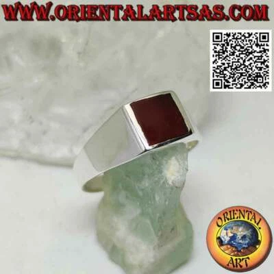 Anello in Argento 925‰ liscio con corniola quadrata a filo bordo 8x8 mm - Immagine 1 di 4