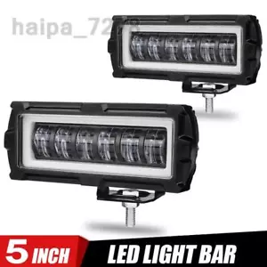 2X 5inch LED Work Light Bar Driving Halo Angel Eye Spot Pod Offroad Lamp SUV ATV - Bild 1 von 11