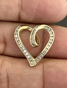 14k Yellow Gold 1/2CTW Diamond Heart Pendant (PB291) - Picture 1 of 6