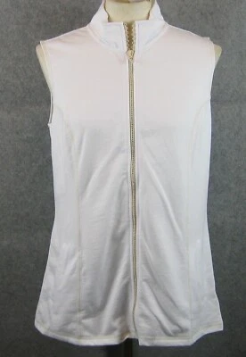 Quacker Factory White French Terry Rhinestone Zip Vest Size Small NWT - Image 1 of 4