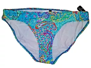 New RALPH LAUREN Swim Aqua Turquoise Paisley Hipster BIKINI BOTTOM Size 14 - $39 - Picture 1 of 4