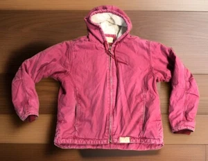 CE Schmidt Workwear Fit For Her L Pink Hood Canvas Sherpa Chore Coat Distressed - Picture 1 of 12