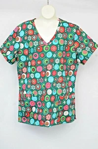 Prenda para el torso SB Scrubs verde Navidad adorno copo de nieve cuello en V para mujer S Nuevo con etiquetas - Imagen 1 de 4