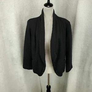 Chicos Cardigan Womens Large Black Blazer Jacket Sewn Pockets Open Front 2 - Picture 1 of 11