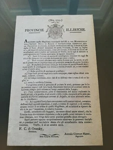 PROVINCIE ILLIRICHE TRIESTE 20 OTTOBRE 1810 LICENZE PER CACCIA E UCCELLAGIONE - Picture 1 of 4