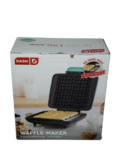 DASH No-Drip Belgian Waffle Maker: Waffle Iron 1200W + Waffle Maker Machine AQUA - Picture 1 of 8
