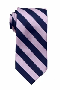 Clubes de negocios con corbata clásica universitaria a rayas rosadas y marinas para hombre - Imagen 1 de 1
