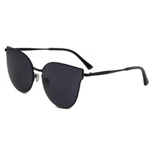 86010 C1 CATEYE FASHION SUNGLASSES METAL BLACK FRAME SMOKE LENS - Picture 1 of 3