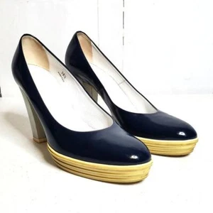 Vintage Hogan Patent Leather Sneaker Platform Heels 38.5 - Picture 1 of 10