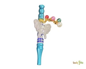 Blue Butterfly Bling Girly Smoke Holder Personal Hookah Mouthpiece | Cute Clip - Picture 1 of 1