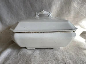 Antique T R Boote White Ironstone vegetable Tureen Burslem England Cottage - Picture 1 of 13