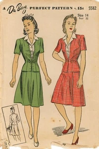 Du Barry 5582 Two-Piece Dress, Dart-Fitted Jacket, Skirt & Dickey Sz 14 COMPLETE - Picture 1 of 6