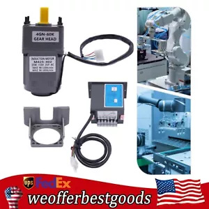 AC 110V Electric Gear Motor Variable Speed Reduction Controller 1:60 90-1350rpm - Picture 1 of 20