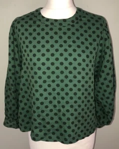 American Vintage women’s green polka dot cotton & wool blend top size XS/S - Picture 1 of 11