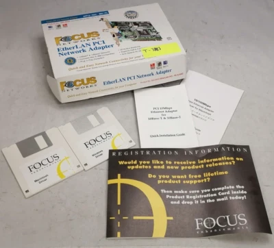 Vintage 1998 Focus Networks EtherLAN PCI Card Driver Disks MacOS/Win95 - Image 1 of 4