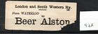 London & South Western Railway LSWR - Luggage Label (928) Beer Alston