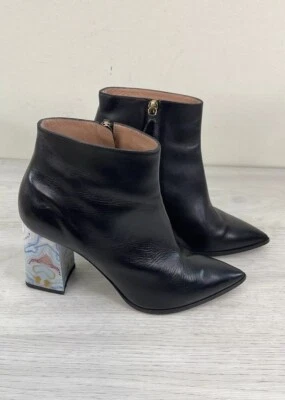 Pollini Leather Ankle Boots-Pointed Toe-Block Heel - Image 1 of 4