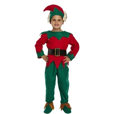 Kids ELF FANCY DRESS COSTUME Christmas Santa`s Little Helper Santa Xmas Gift UK - Image 1 of 4