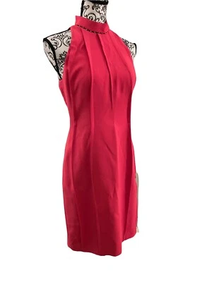 Elie Tahari Womens Viola Sleeveless High Neck Cocktail Dress 6 Color Begonia NWT - Image 1 of 4