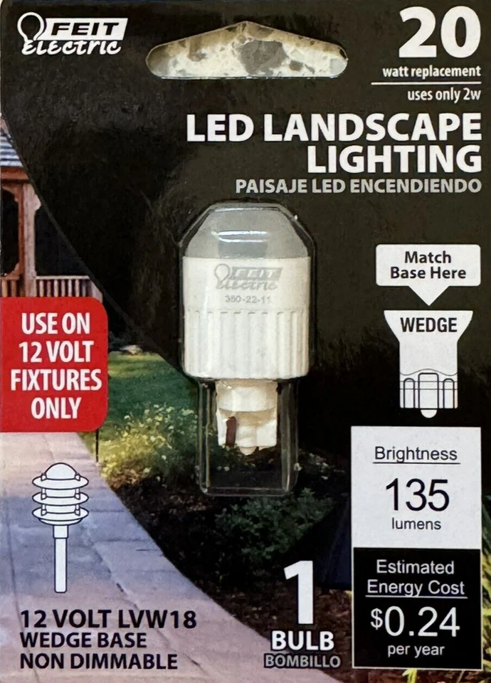 Feit Electric 20-Watt 12-Volt Wedge Base LED Landscape Bulb - LVW18 - 135 Lumens - Image 1 of 1