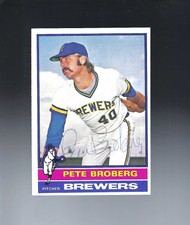 1976 Topps Pete Broberg # 39 Auto Autographed Signed Milwaukee Brewers 1
