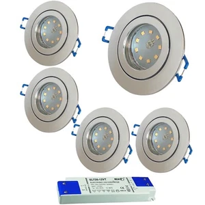 5er Sets 12V | Chrom Silber | Bad Einbauleuchten IP44 | 3W | Trafo dabei | 3000k - Bild 1 von 5