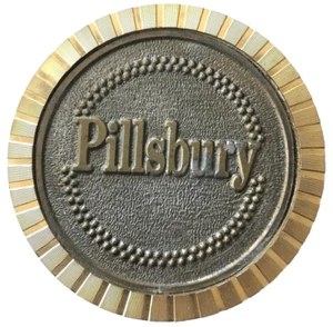 Medaglione fermacarte vintage pesante rotondo bronzo Pillsbury panetteria cottura - Foto 1 di 11