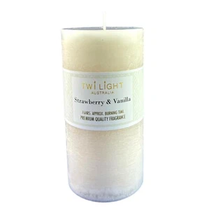 Scented Pillar Candle Strawberry & Vanilla 6.8x14cm Cream White Candles 76 Hours - Picture 1 of 1