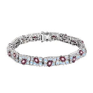 Bracciale India Stella Rubino e Luna Glow Pietra di Luna 28,40 ctw in Platino su Argento - Foto 1 di 5
