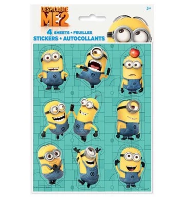 Licensed 4 Sticker Sheet Minions Despicable Me Birthday Party Favour Loot Filler - Image 1 of 2