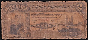 BRASILIEN 2 MIL REIS PICK # 10b von 1890 GEDRUCKT von AMERICAN BANK NOTE COMPANY NY - Bild 1 von 2