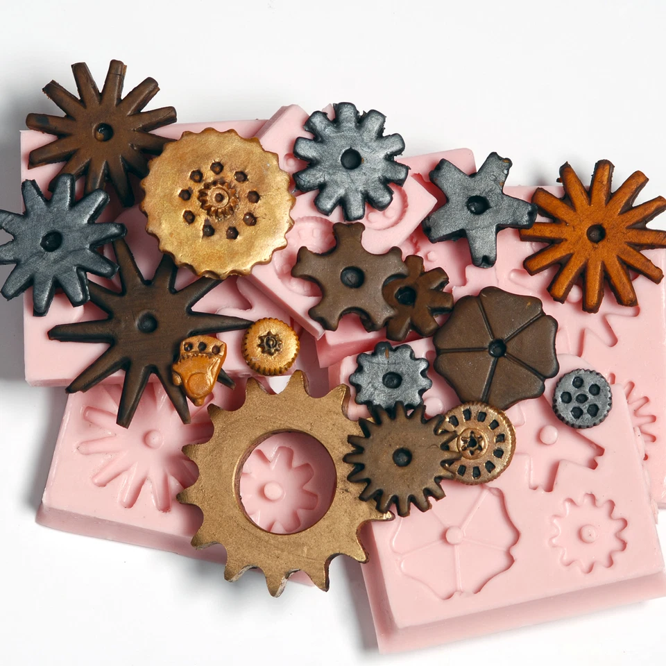 Silicone Steampunk Gear Cog Mold Set 6 Moulds Create 17 Gears Food Safe  (241) - Image 1 of 4