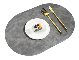 Oval Leather Placemats Set of 6 WashableHeat Resistant Table Mats for Dining ... - Picture 1 of 6