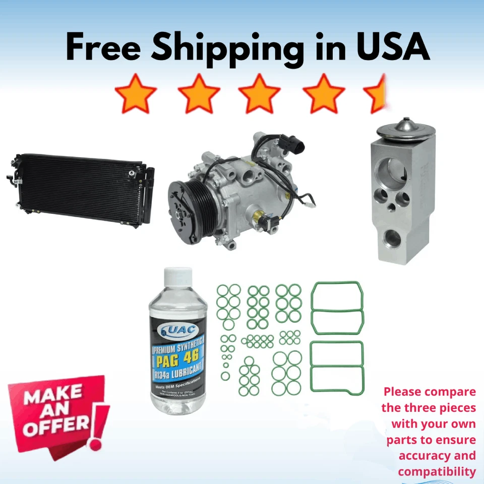 Compressor, Condenser & Valve A/C Fit Mitsubishi Eclipse 2000-2005 - Image 1 of 1