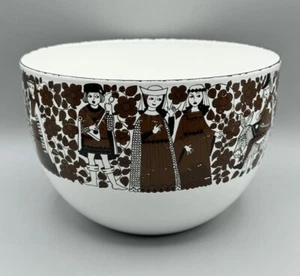 Vintage Kaj Franck enamel bowl Finel Arabia Ritari brown white Finland mixing 8” - Picture 1 of 10