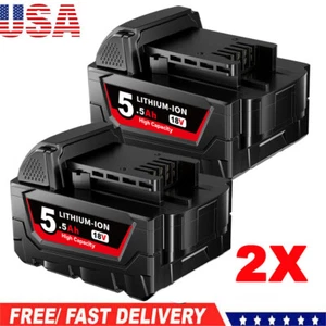2x For Milwaukee 18v M18 Lithium 5.0 AH Extended Capacity Battery 48-11-1860 - Picture 1 of 1