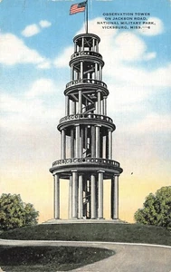 # A3548 VICKSBURG, ,MS. LINEN POSTCARD, OBSERVATION TOWER - Picture 1 of 2