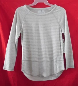 WHITE GRAY LOUNGE OR PAJAMA TOP ONLY KAREN NEUBURGER LONG SLEEVE STRIPE XL - Picture 1 of 2