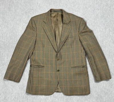 Magee Blazer Mens 42 Reg Tan Plaid Pure Wool Houndstooth Geneva Sport Coat - Image 1 of 4