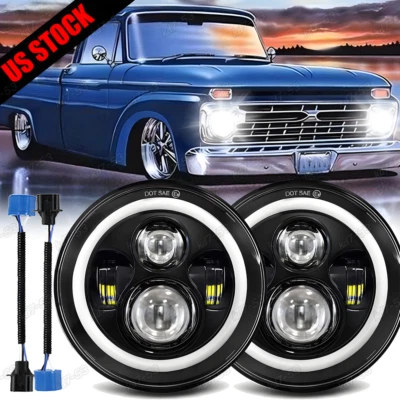 Faros LED redondos de 7 pulgadas para camioneta Dodge D100 D200 D300 haz sellado alto/bajo 2x Foto 1 de 4