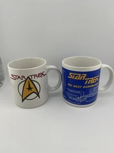 Vintage Lot Of 2 1994 Star Trek Coffee Mugs Cups Pfaltzgraff Starfleet White - Picture 1 of 7